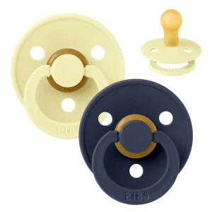 BIBS Rund Colour napp - 2-Pack - strl. 1 - naturgummi - Luna/Deep Space